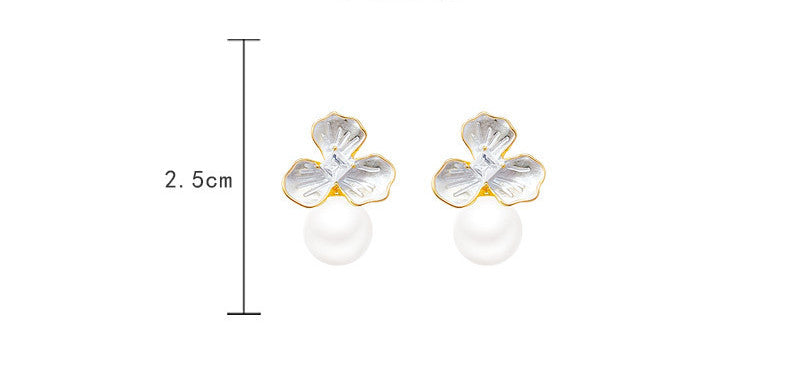 Silver Needle Simple Geometric Opal Stone Ear Studs Women