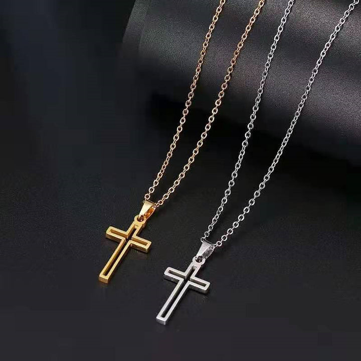 Hip Hop Style Cross Necklace Men's Trendy Titanium Steel Women's