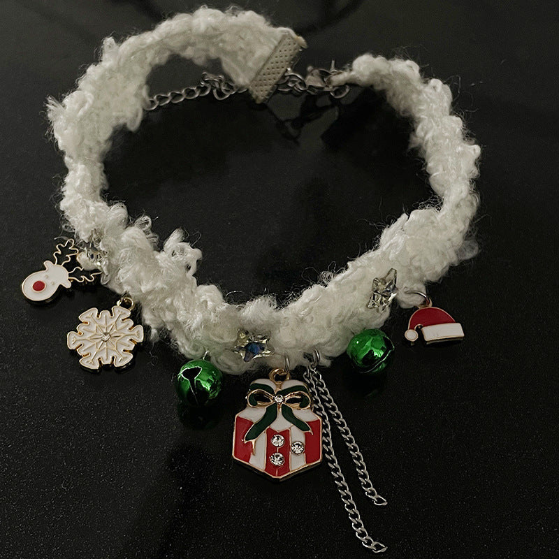 Christmas Bell Snowflake Elk Necklace