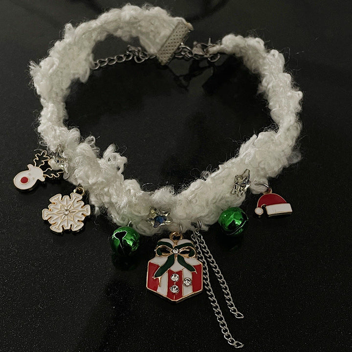 Christmas Bell Snowflake Elk Necklace